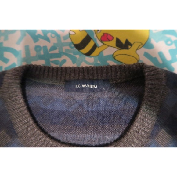 LC Waikiki Classic Crewneck Long Sleeve Sweater Diamond Large Indigo Acrylic - Picture 3 of 6